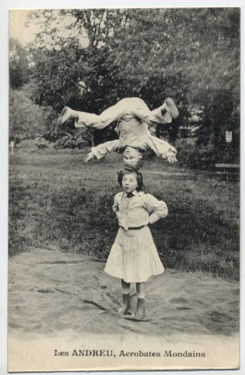 P1686 Circus Act Boy And Girl Acrobats Head On Head Les A Bidstart Item 29229243 In
