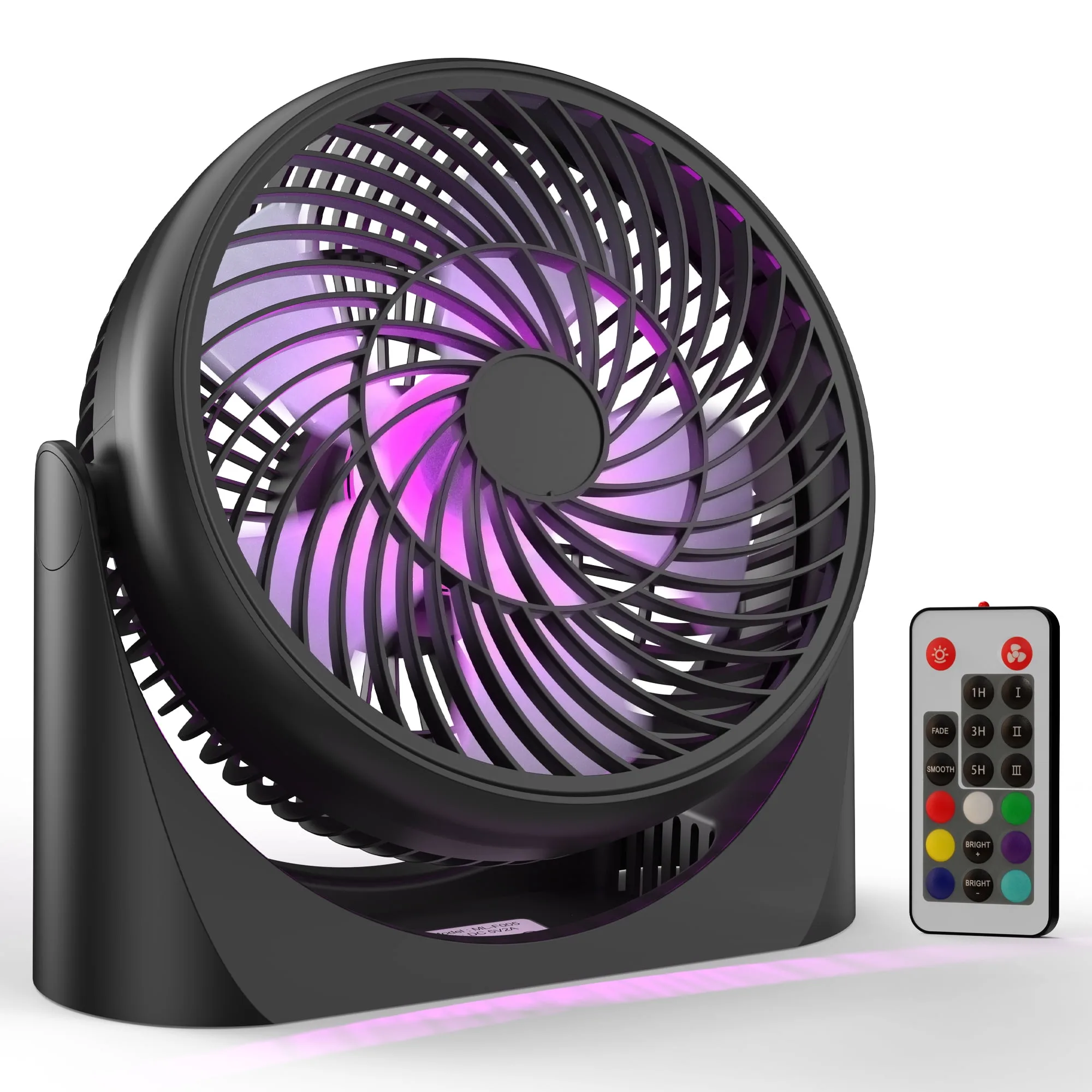 Panergy 8 Usb Desk Fan With Remote 360 Pivot Table Fan With Rgb Color Light Small Electric