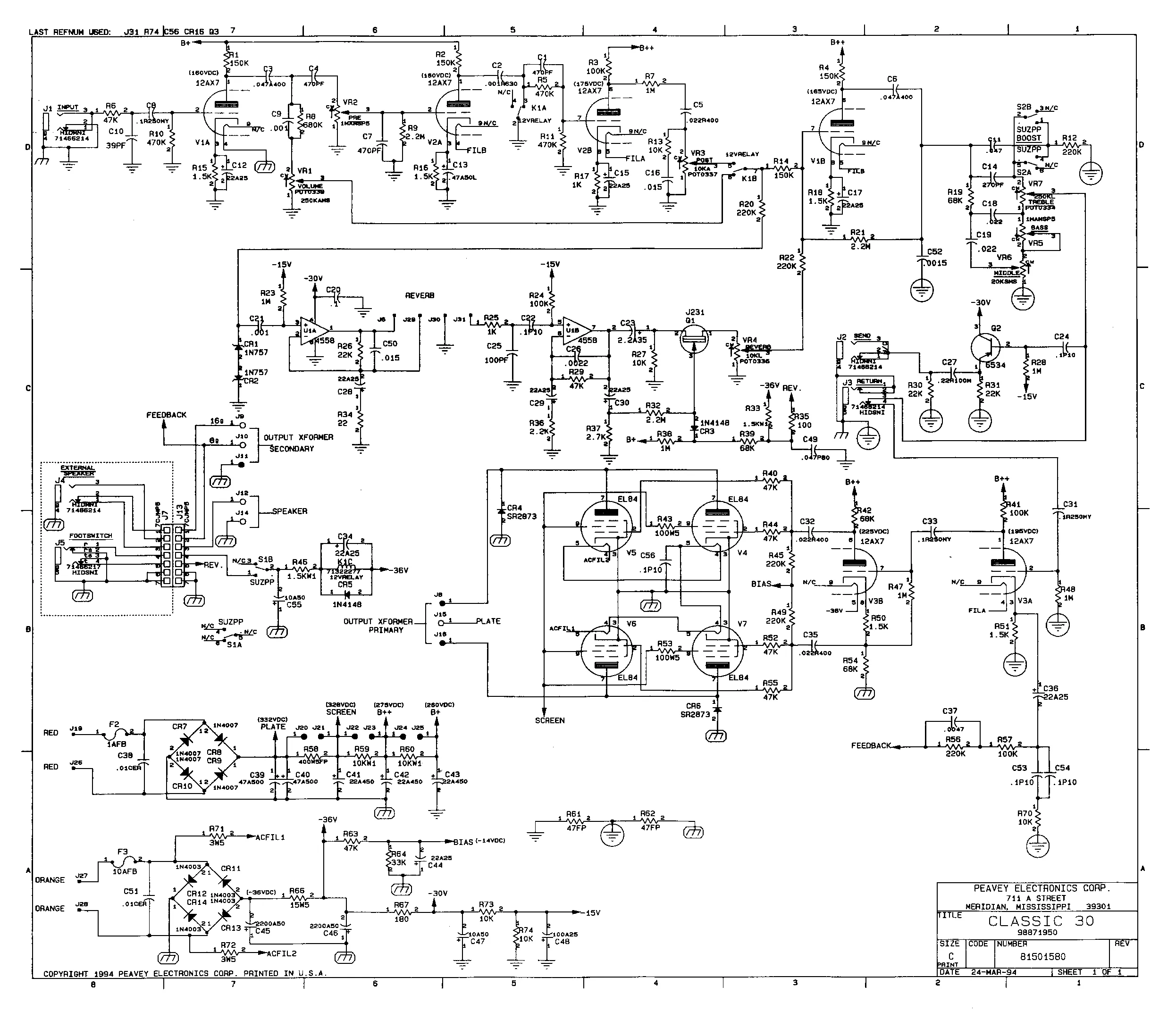 Peavey Wiring Schematics