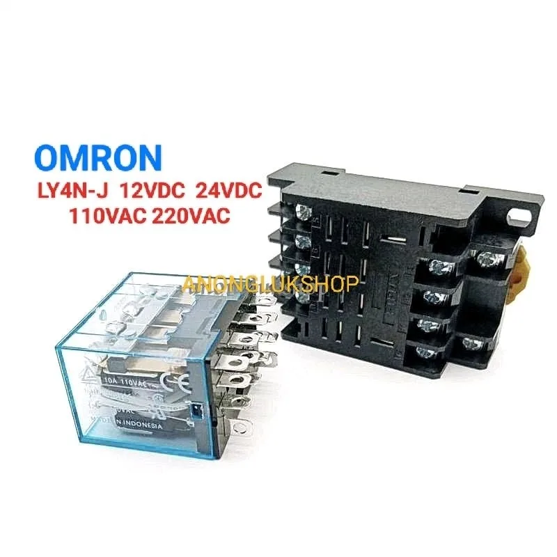 Per 1 Unit Relay Ly4N J 14Pin Current 10A 250V With 12Vdc 24Vdc 110Vac 220Vac Ptf 14A Rail Base