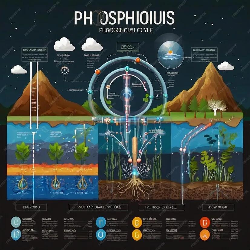 Phosphorus Cycle Biogeochemical Cycle Education Chart Diagram With Explanation Premium Ai