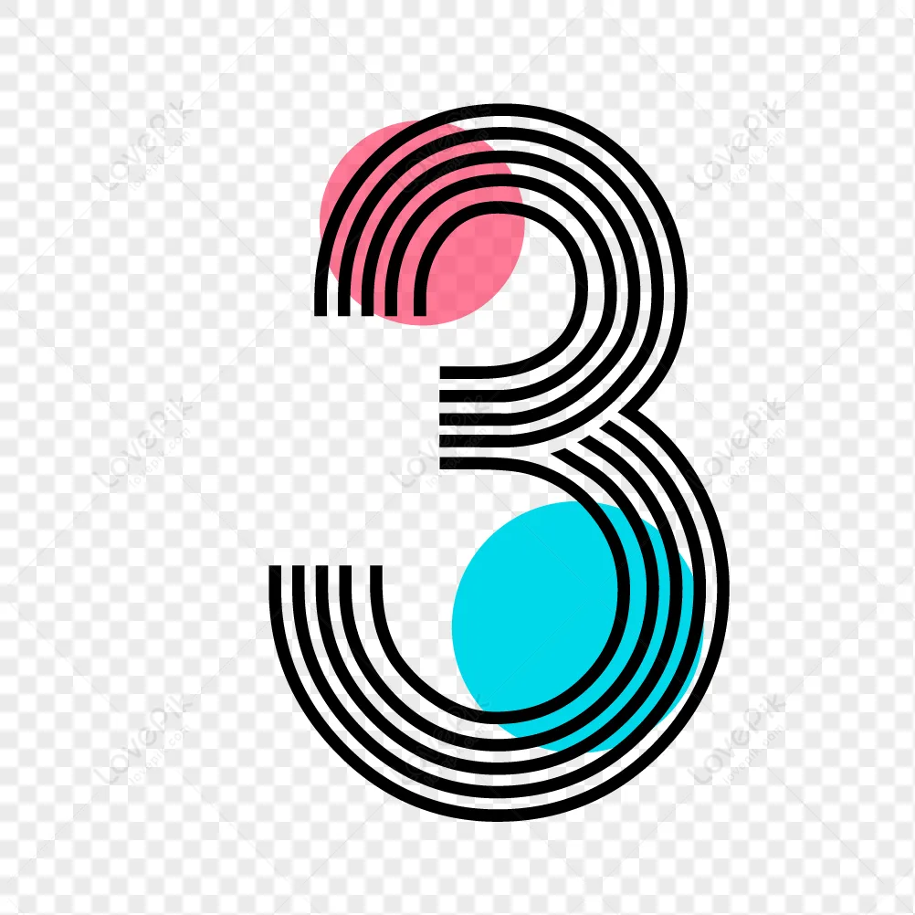 Pink Number 3 Clipart