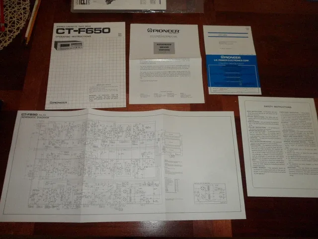 Pioneer Ct F650 Tape Deck Original Operating Instructions Wiring Diagram 24 74 Picclick Uk