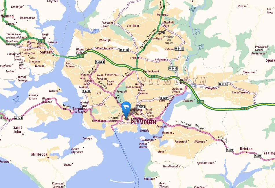 Plymouth Map United Kingdom