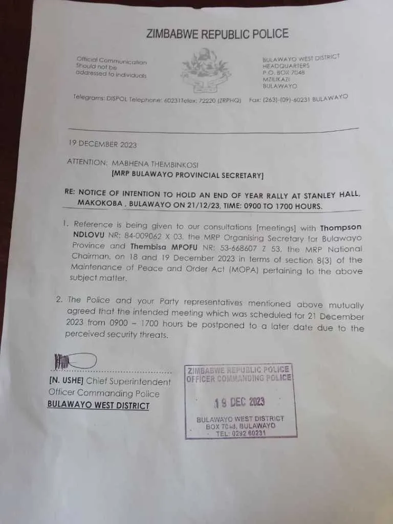 Police Block Mrp Rally Citing Security Threats Asakhe Cite
