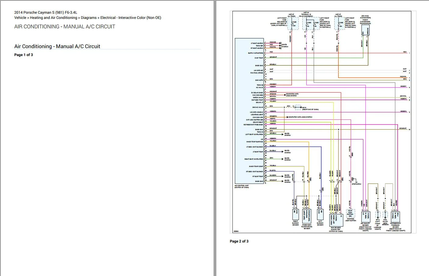 Porsche Cayman S 2014 981 Engine F6 3 4L Electrical Circuit Diagram