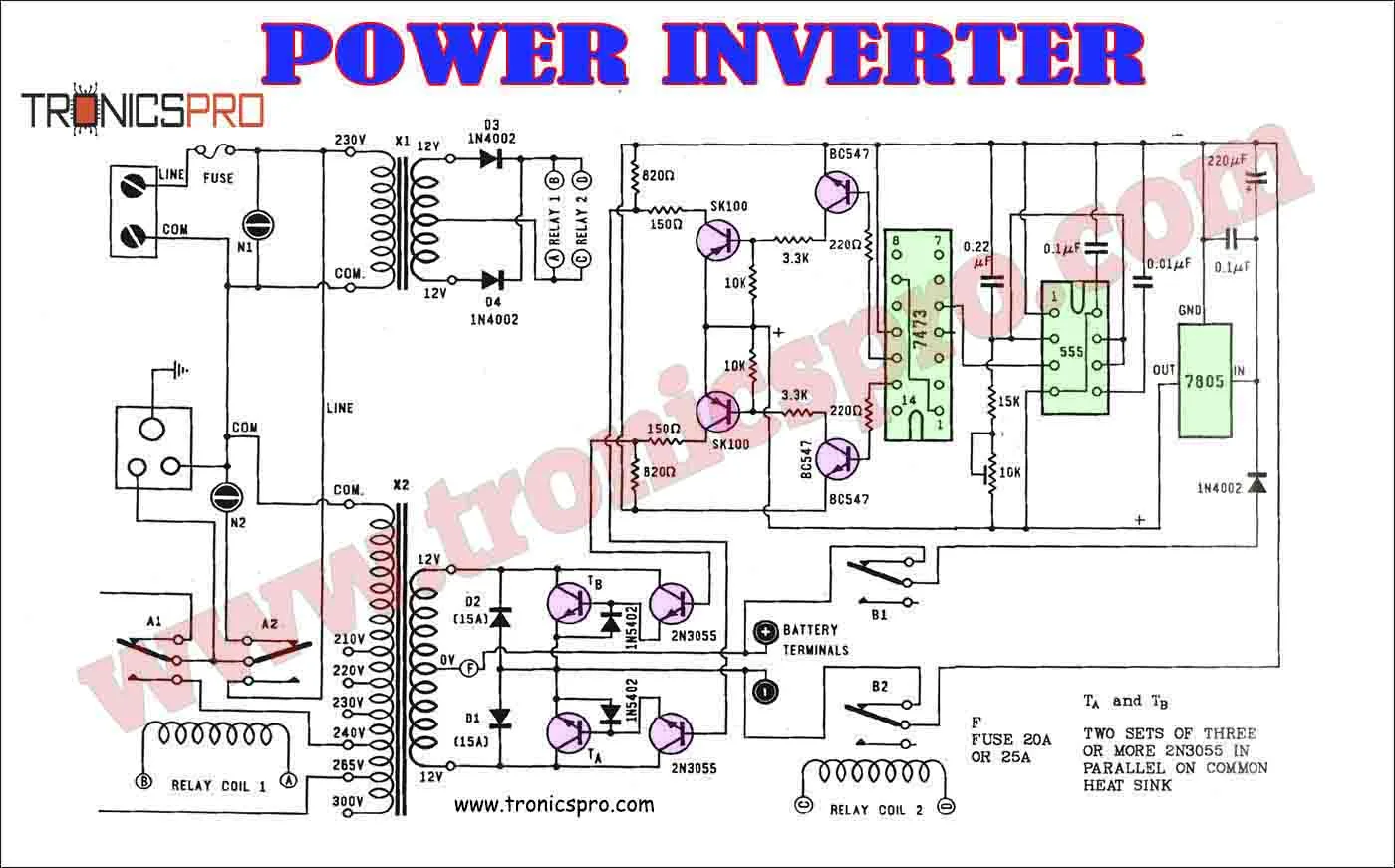 Power Inverter Circuit Using 7473 Ic Tronicspro