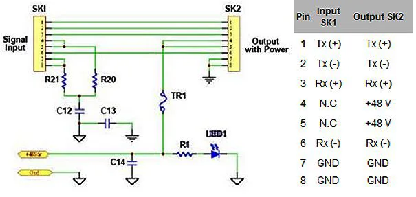 Power Over Ethernet Injector Circuit Diagram