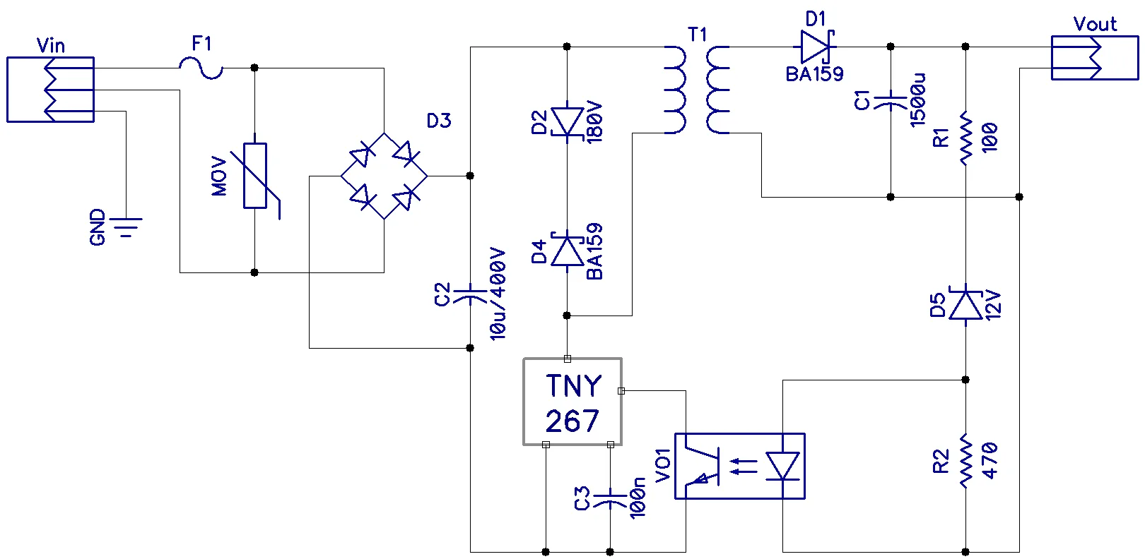 Power Supply Circuits Schematics 12V Transformerless Power S