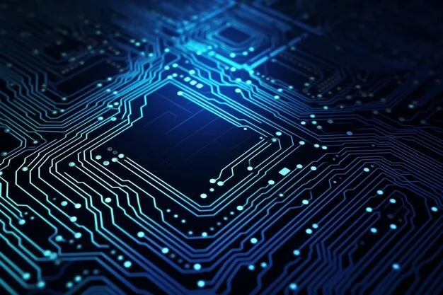 Premium Ai Image A Blue Circuit Board With A Circuit Board In The Center