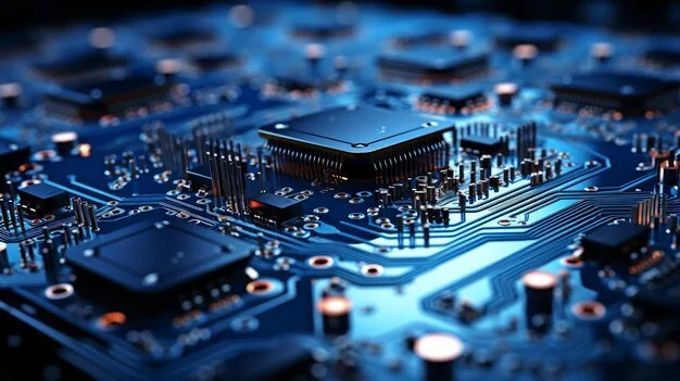 Premium Ai Image Blue Circuit Board Contemporary Technology Substance