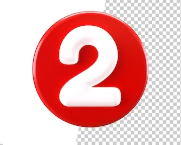 Premium Psd 2 Number Two Circle Icon 3D Render