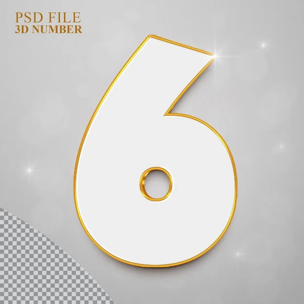 Premium Psd 3D Number 6 Collection With Golden Style