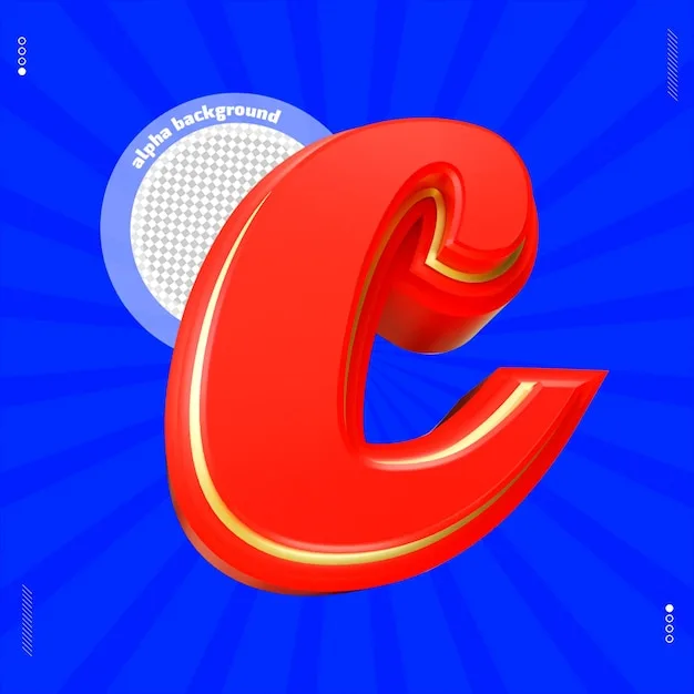 Premium Psd 3D Render Letter C Font Lowercase Red