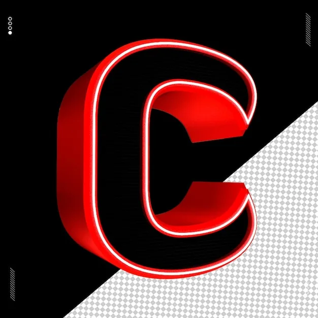 Premium Psd 3D Render Letter C Font Red Neon