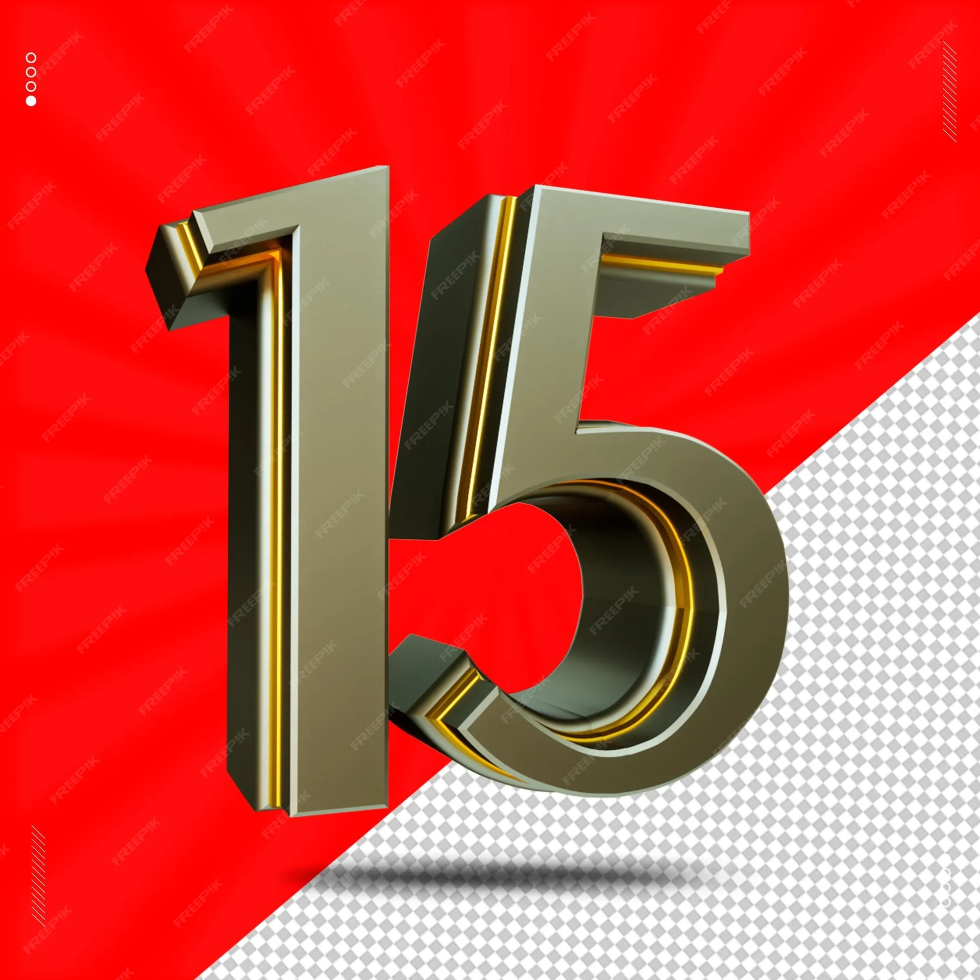 Premium Psd 3D Render Number 15 Font Steel