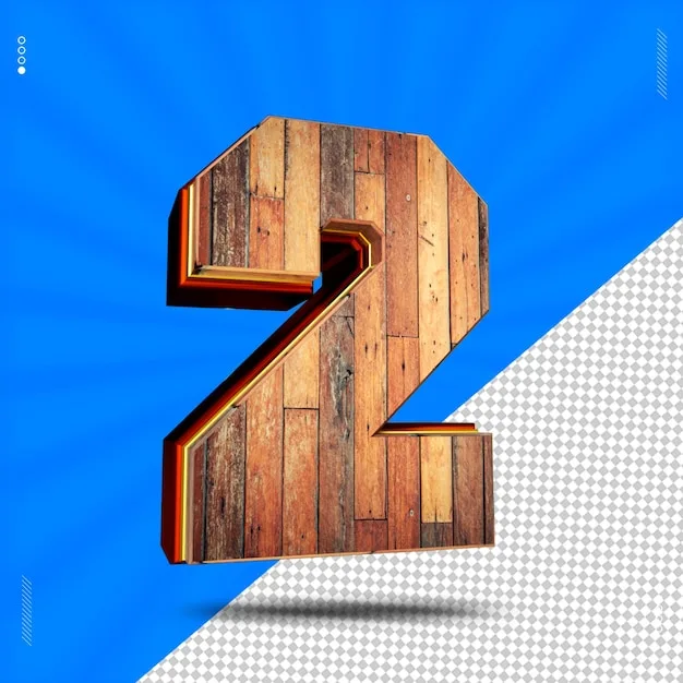 Premium Psd 3D Render Number 2 Font Wood