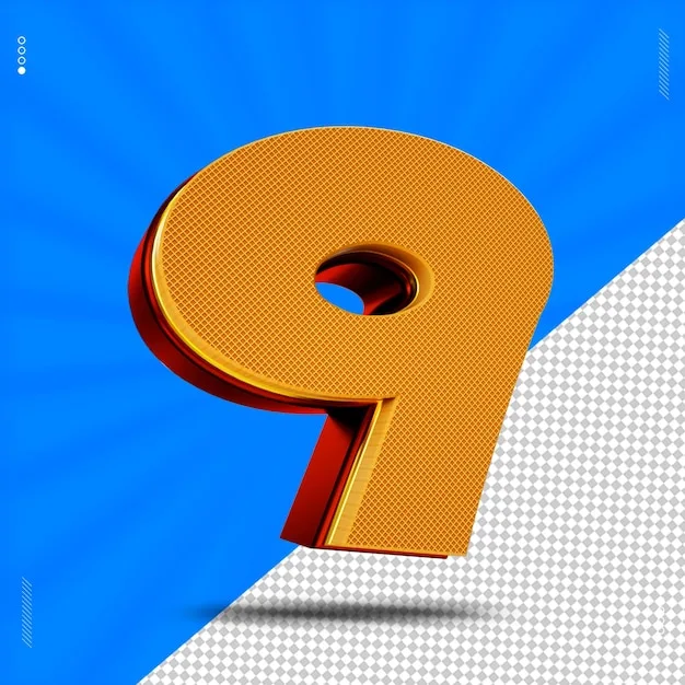 Premium Psd 3D Render Number 9 Font Wafer