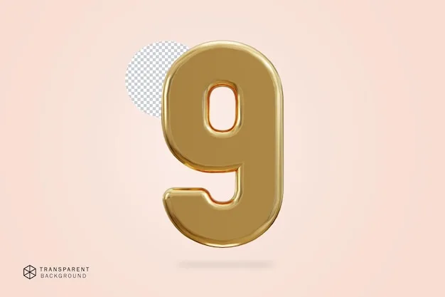 Premium Psd 3D Rendering Of Golden Number 9