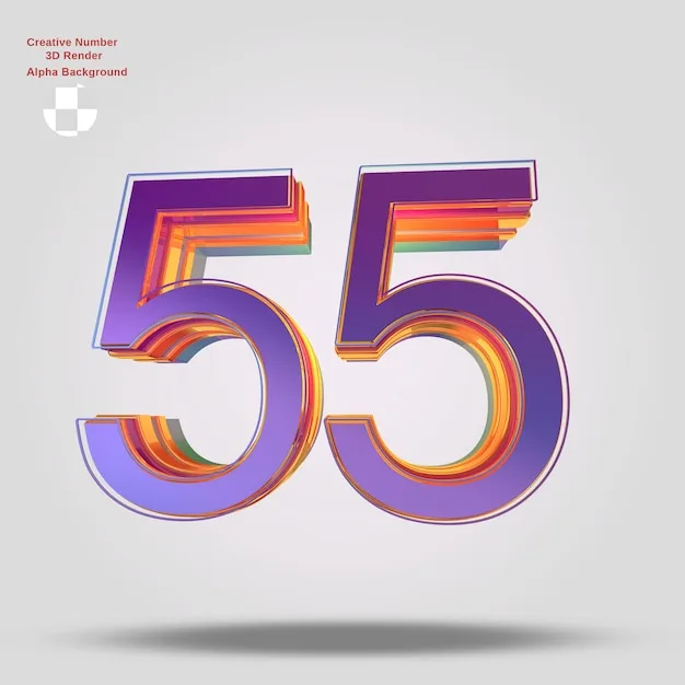 Premium Psd 3D Rendering Purple Number 55 For Design