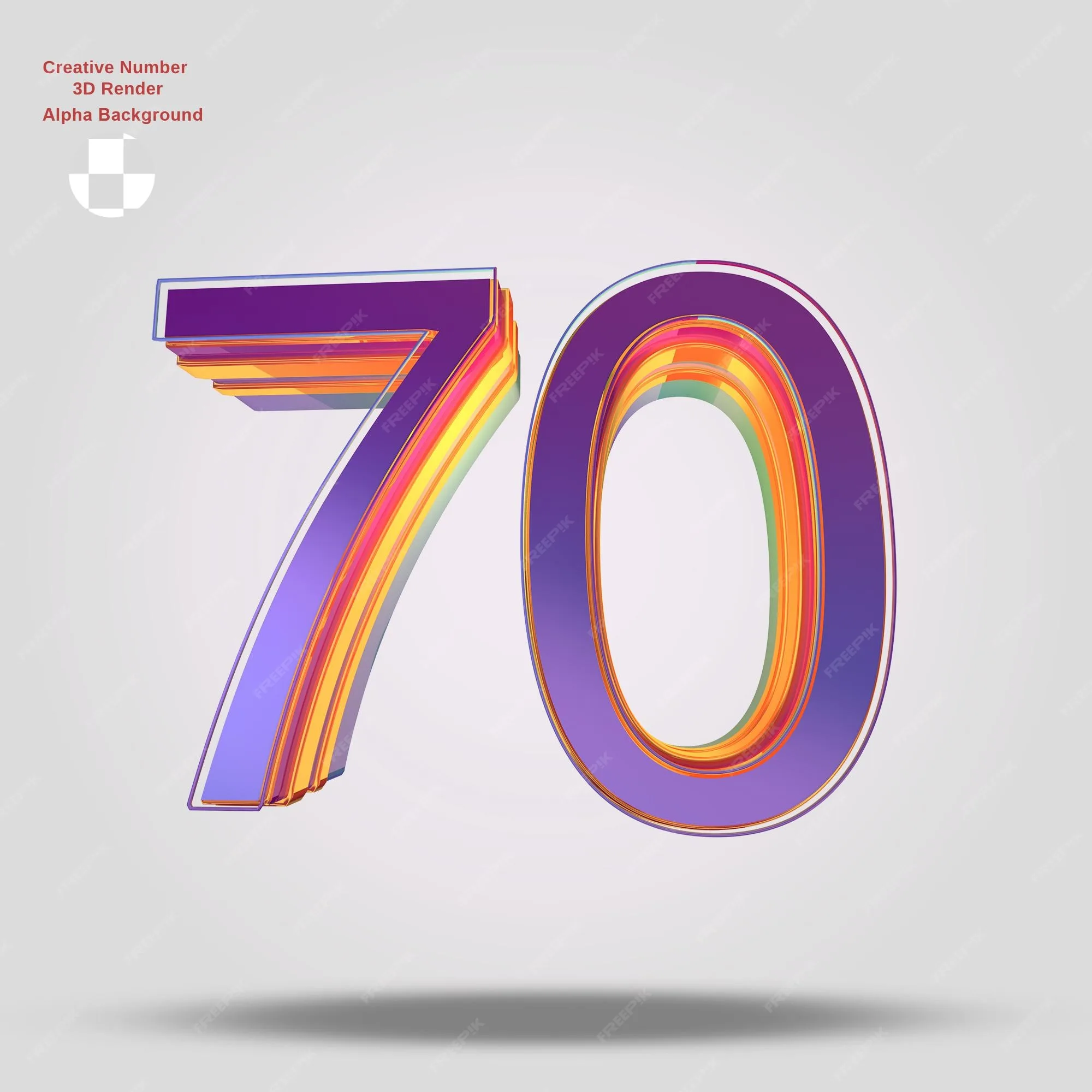 Premium Psd 3D Rendering Purple Number 70 For Design