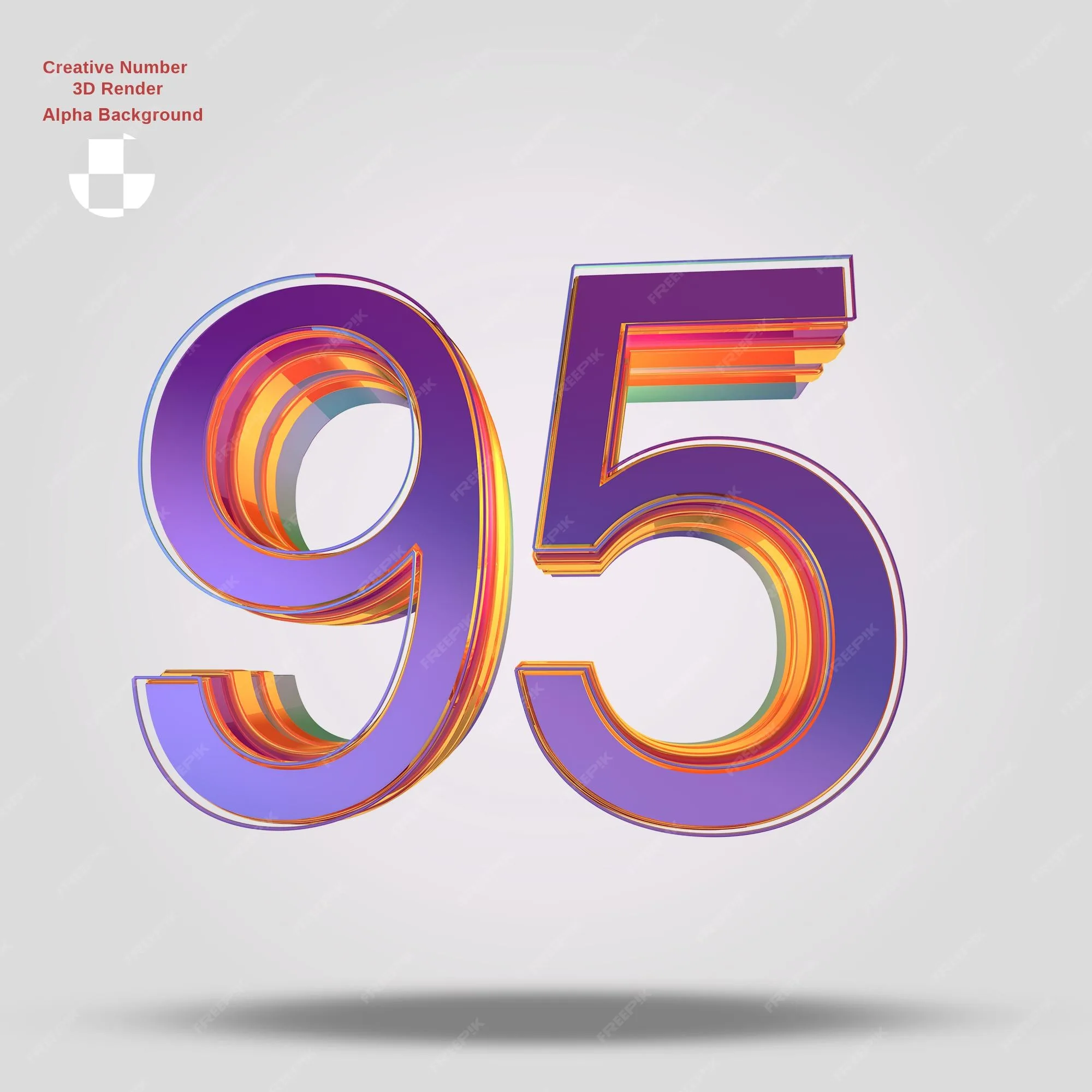 Premium Psd 3D Rendering Purple Number 95 For Design