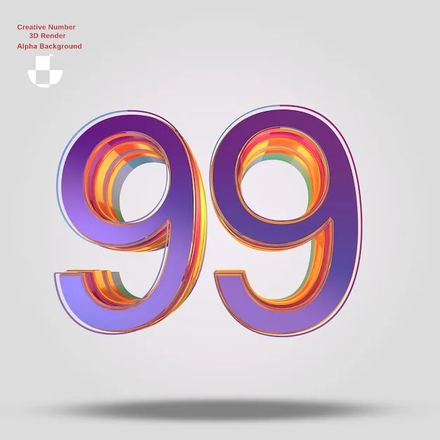 Premium Psd 3D Rendering Purple Number 99 For Design