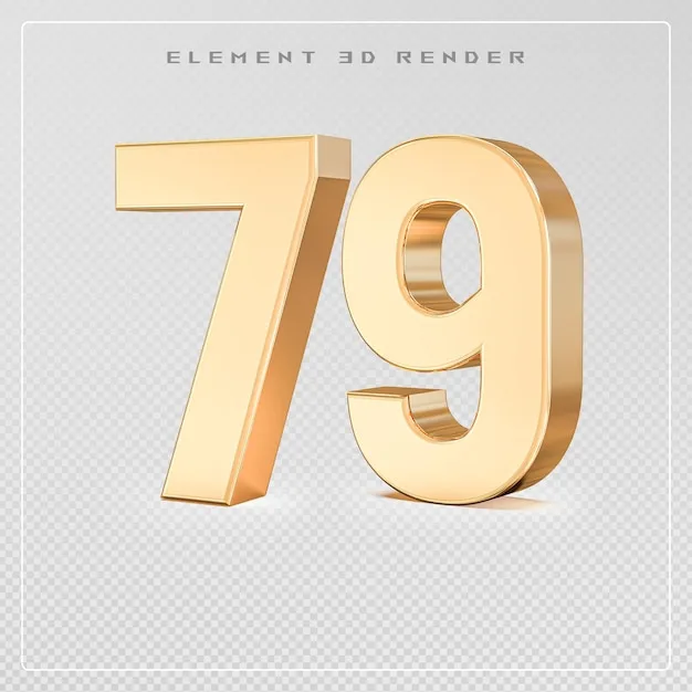 Premium Psd 79 Number Golden 3D Render