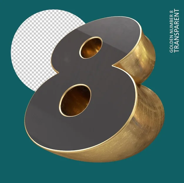 Premium Psd 8 Number 3D Gold Number Number 8 3D