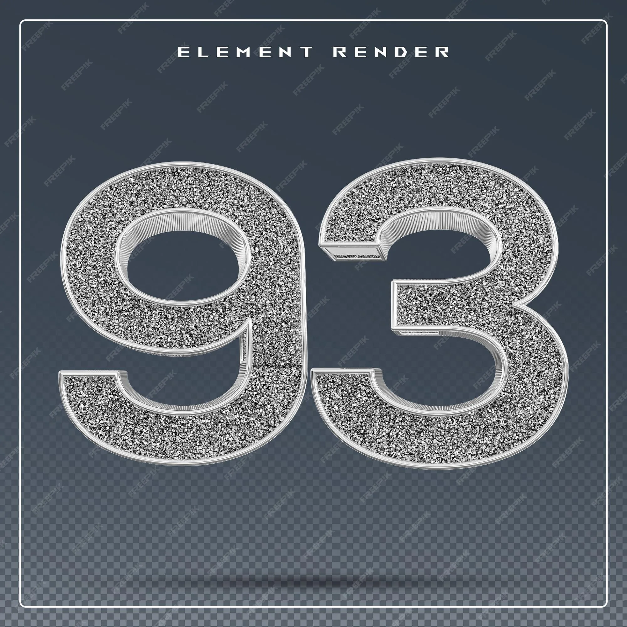 Premium Psd 93 Number Silver Glitter 3D Render