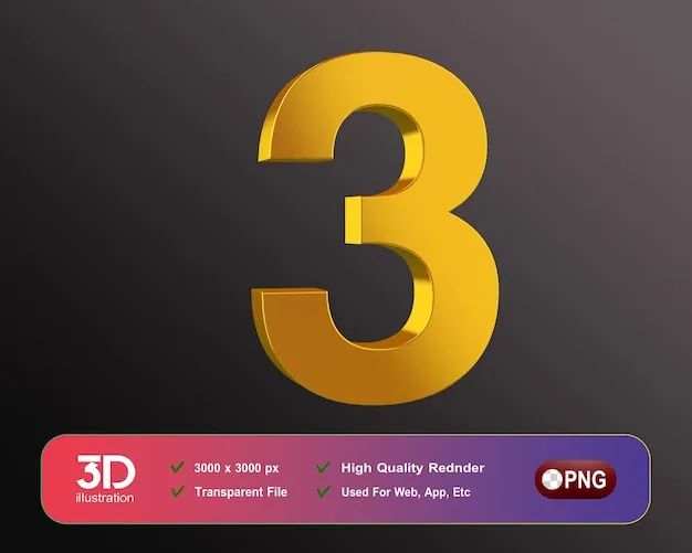 Premium Psd A Large Yellow Number 3 With A Purple Background