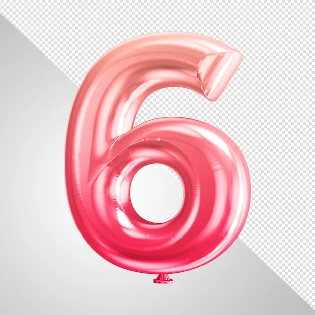 Premium Psd A Pink Balloon With The Number 6 In The Middle