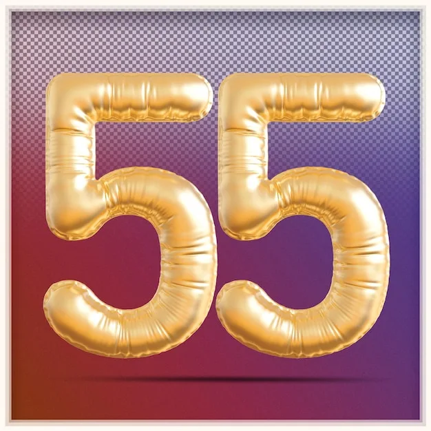 Premium Psd Bubble Gold Number 55