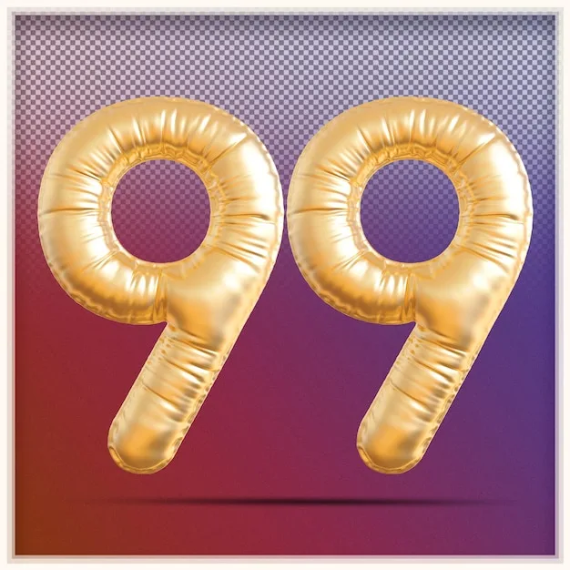 Premium Psd Bubble Gold Number 99