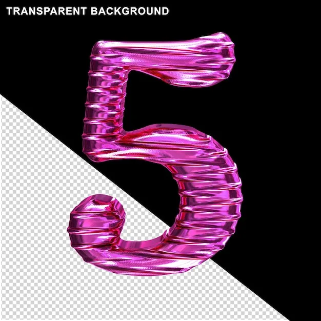 Premium Psd Fluted Purple Number 5