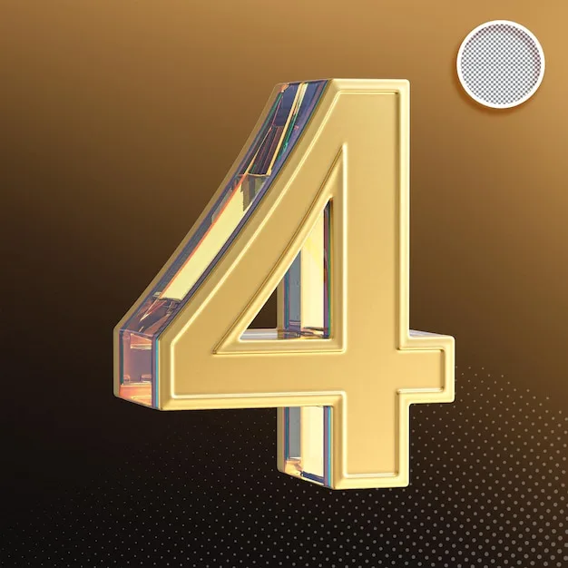 Premium Psd Gold 3D Number 4