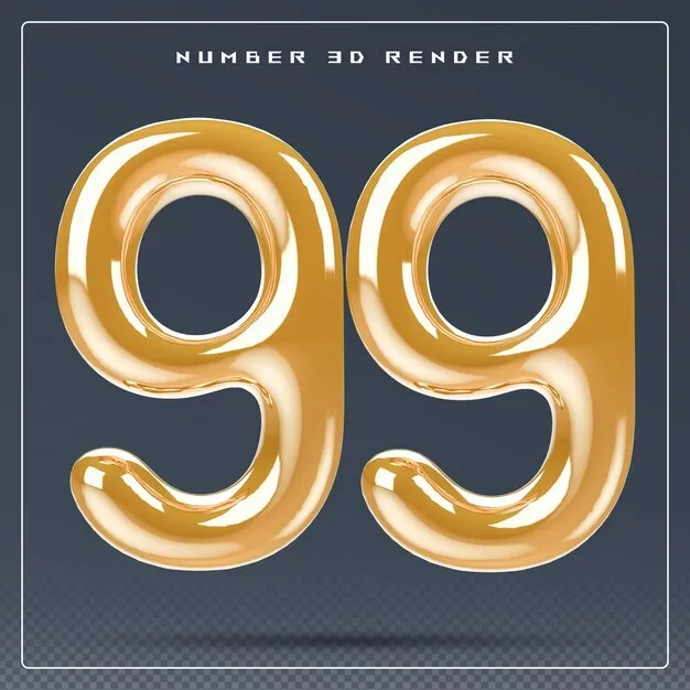 Premium Psd Gold 3D Number 99