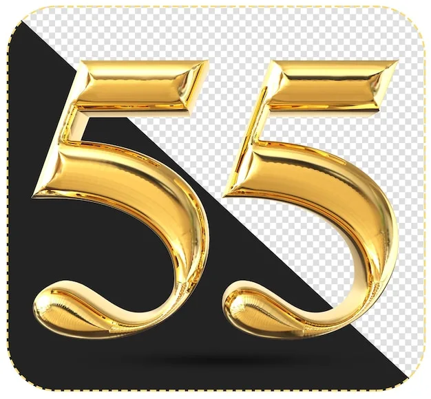 Premium Psd Number 55 3D Rendering