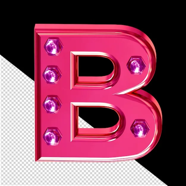 Premium Psd Pink Symbol With Bolts Letter B