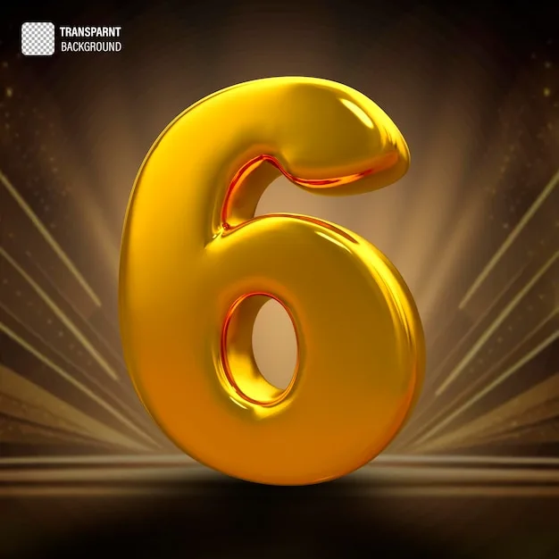 Premium Psd Psd Gold Number 6 Luxury 3D