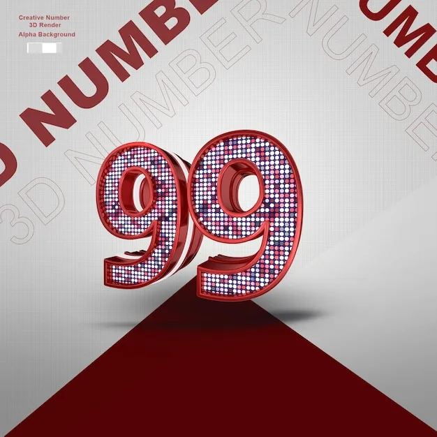Premium Psd Red 3D Number 99
