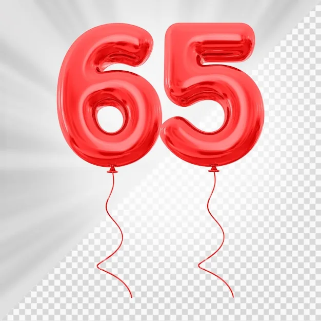 Premium Psd Red Balloon Number 65