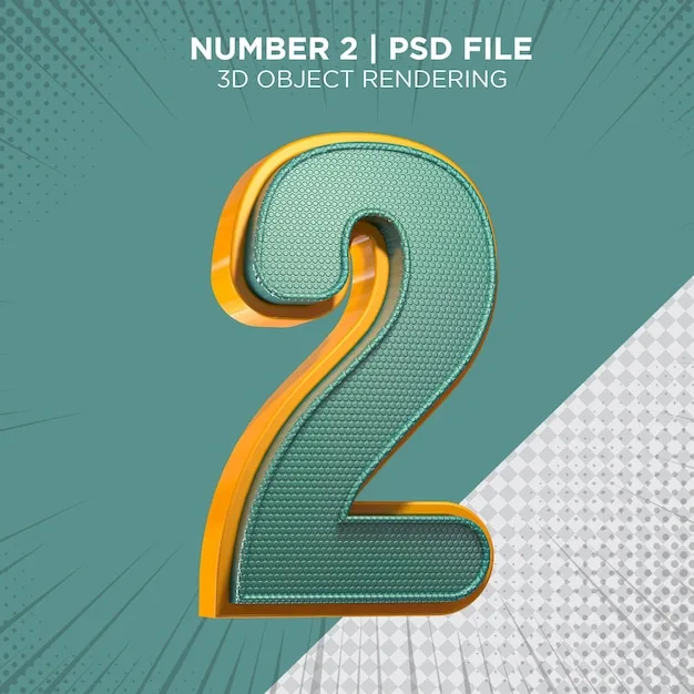 Premium Psd Two Number 2 3D Rendering Yellow With Green Color