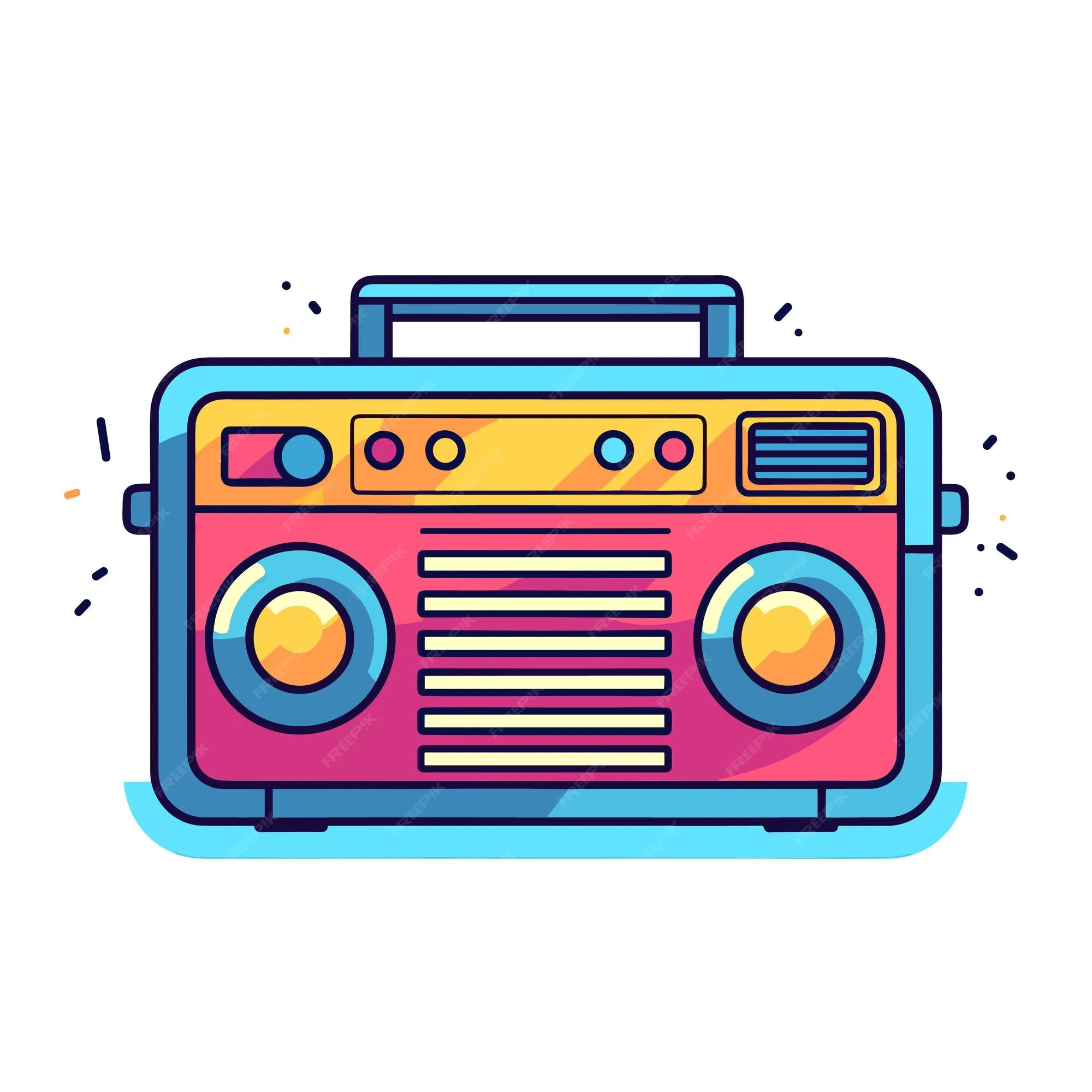Premium Vector A Cartoon Of A Radio With A Colorful Background