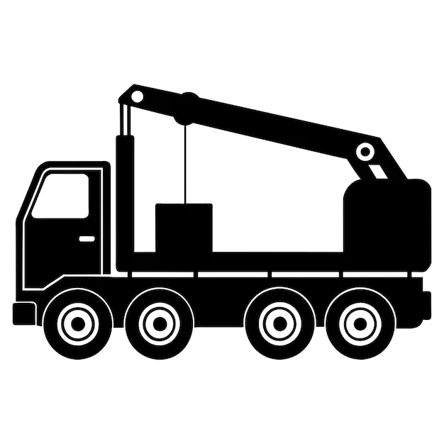 Premium Vector A Highresolution Black Silhouette Vector Image Of A Mobile Crane Truck On A