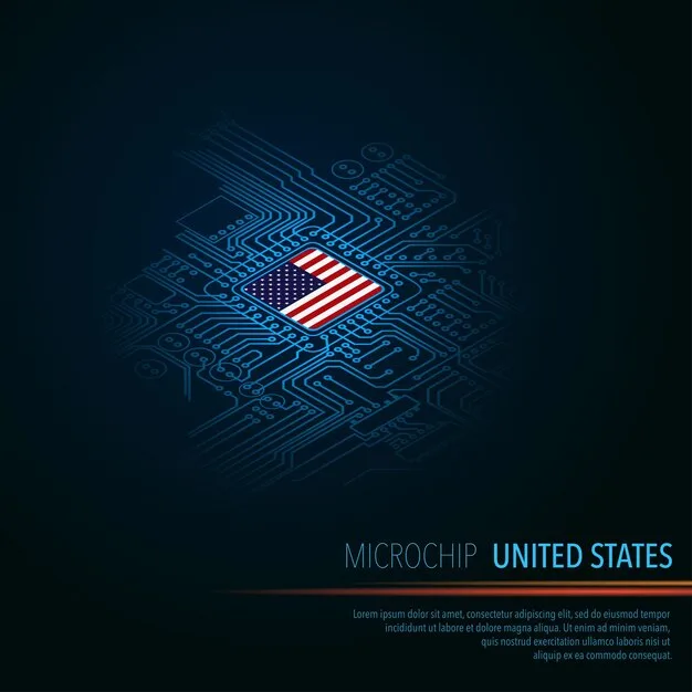 Premium Vector Electric Circuit Perspective Usa Blue Microchip