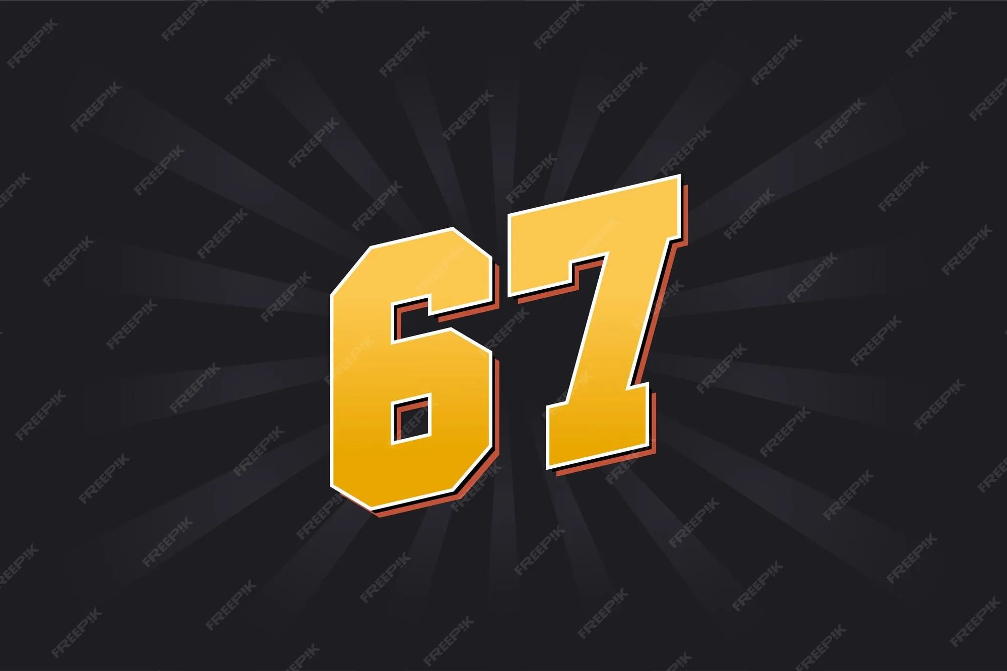 Premium Vector Number 67 Vector Font Alphabet Yellow 67 Number With Black Background