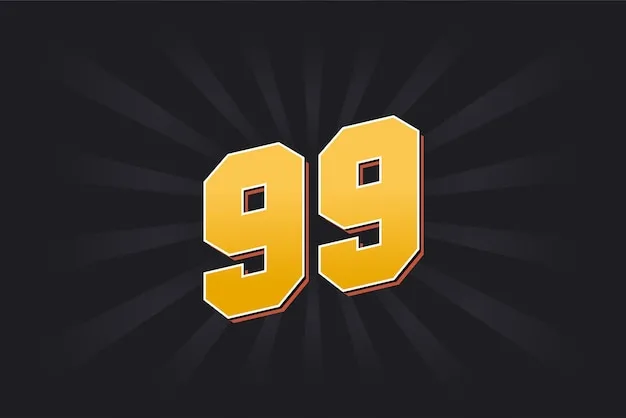Premium Vector Number 99 Vector Font Alphabet Yellow 99 Number With Black Background