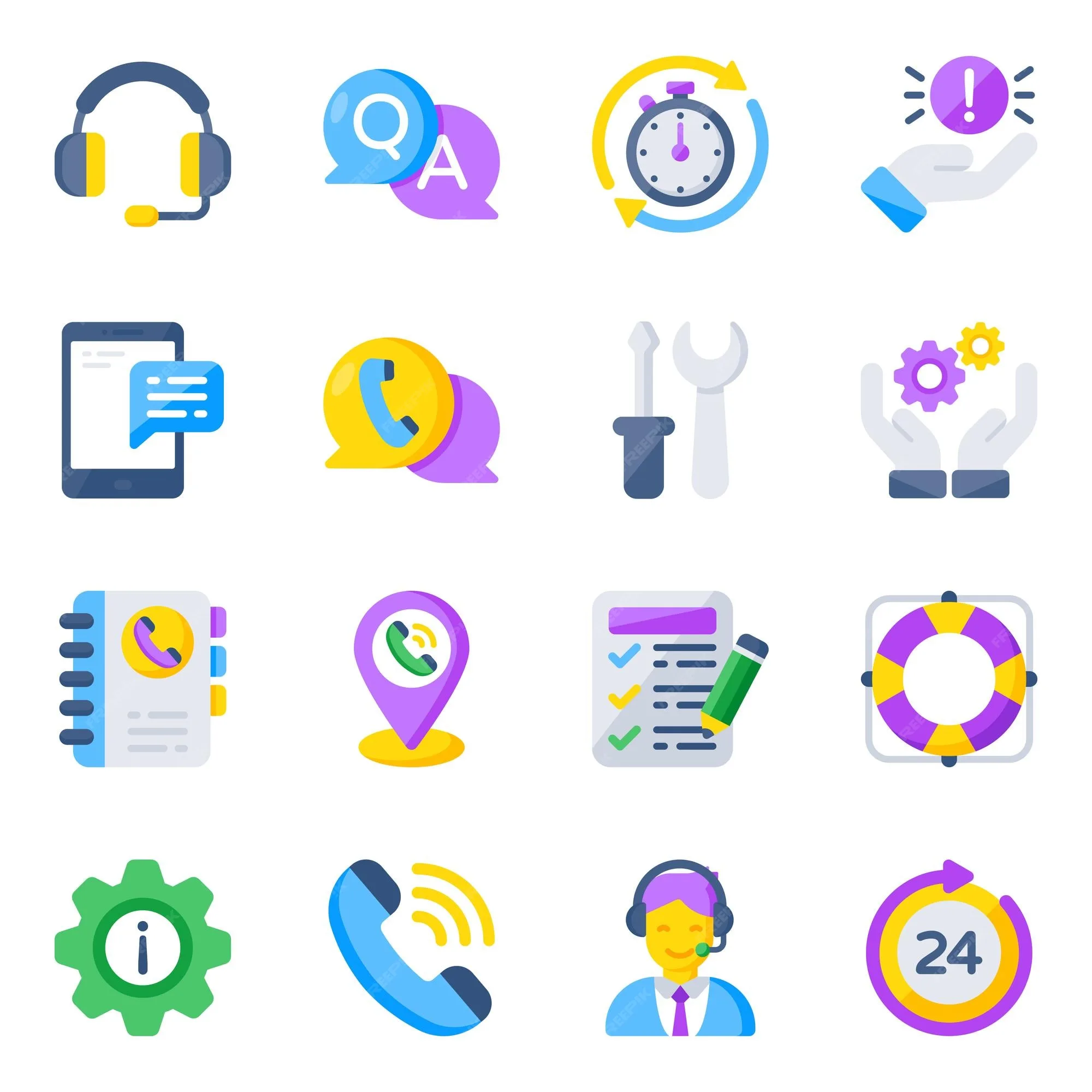 Premium Vector Pack Of Customer Service Flat Icons