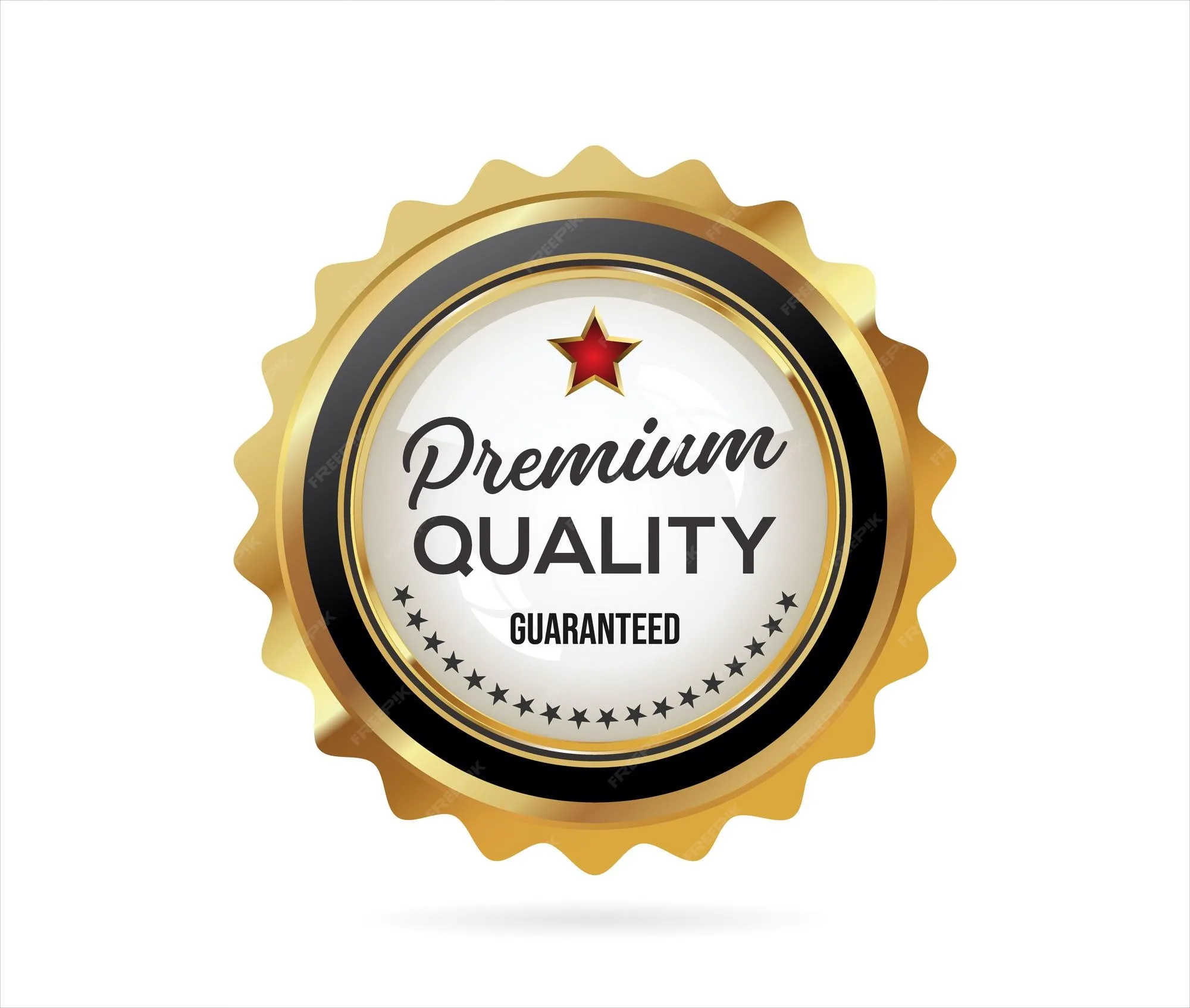 Premium Vector Premium Quality Badge With Gold Ribbon On White Background